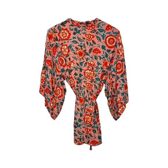 Josie Natori Paisley Floral Lace Nightgown Robe Set S/M Pink Red Matching Sleep - Picture 8 of 10